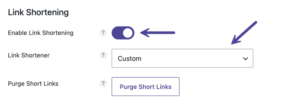 Custom link shortener