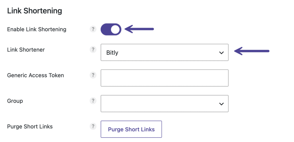 Enable Link Shortening and Bitly