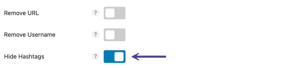 Novashare hide hashtags default