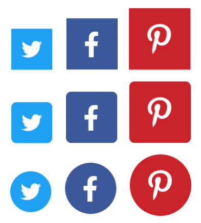 Social share button sizes and shapes