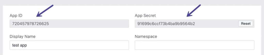 Facebook App ID and App Secret