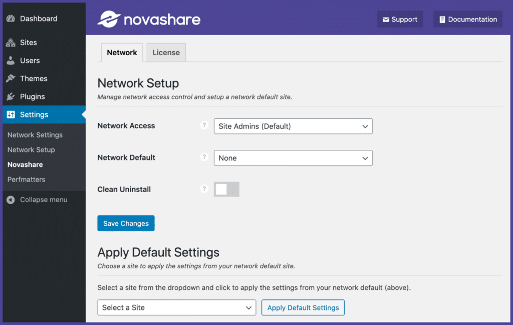 Novashare multisite support