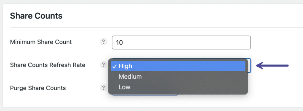 Share Counts Refresh Rate