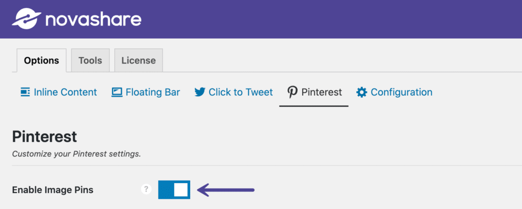 Enable Pinterest image pins