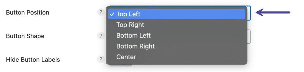 Pinterest image pin button position