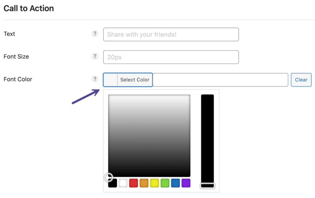 Call to action font color