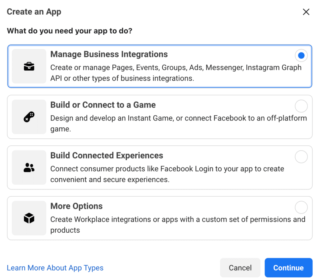 Facebook business integrations