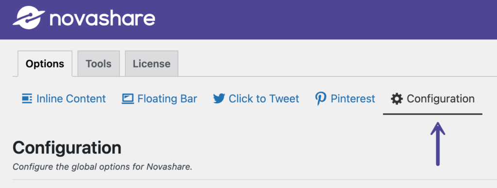 Novashare configuration