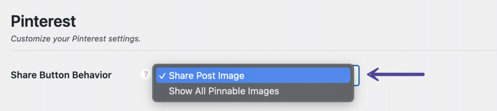 Pinterest share button behavior
