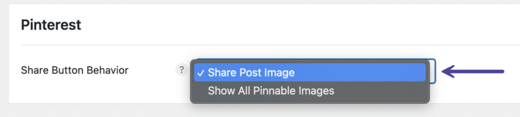 Pinterest share button behavior