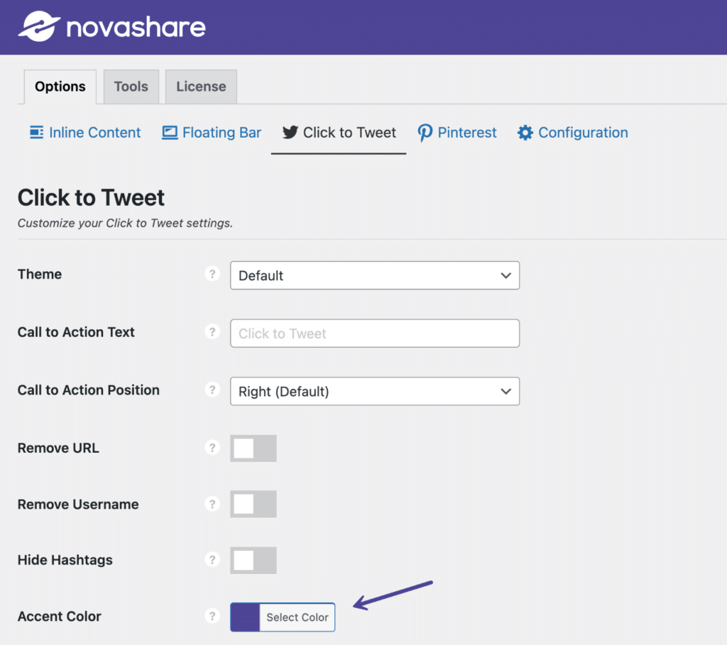 Novashare default accent color