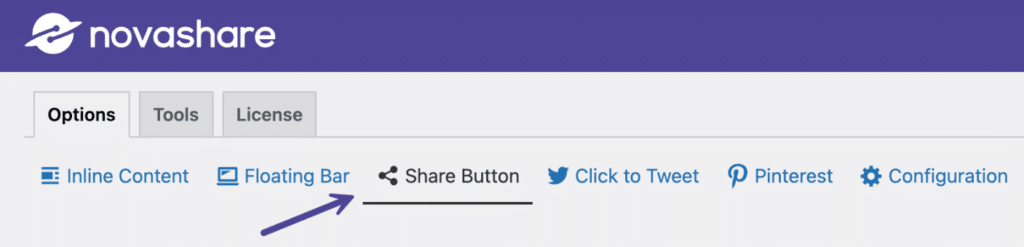 Novashare share button