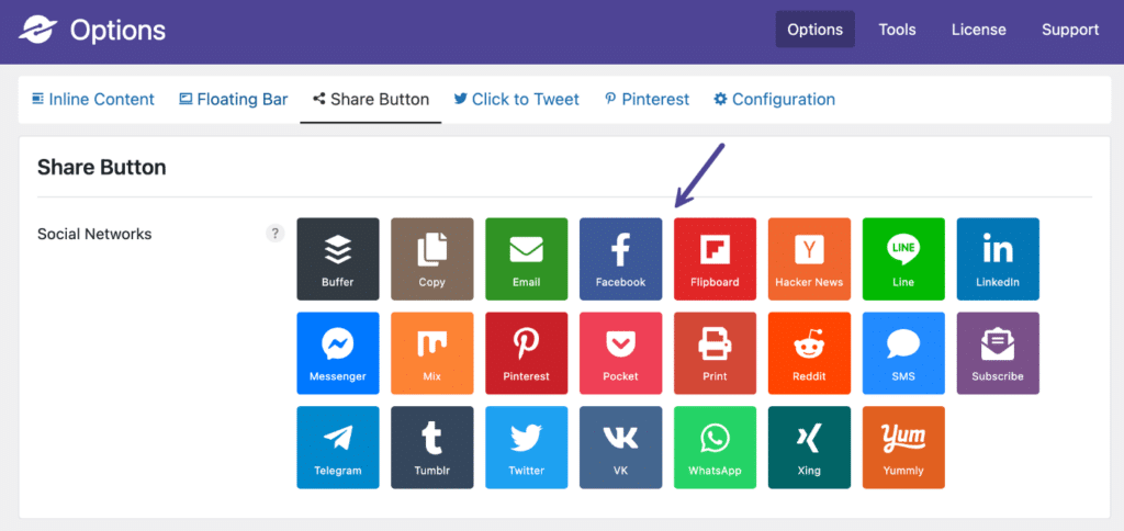 Share button social networks
