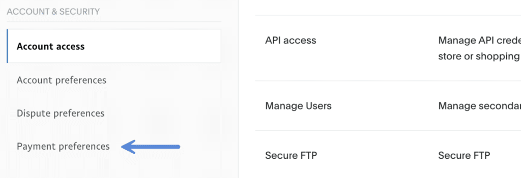 PayPal business payment preferences