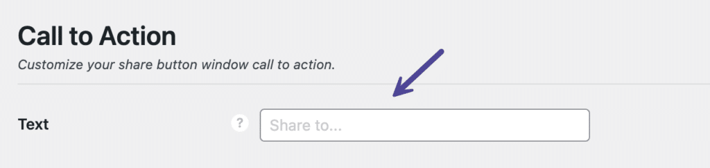Share button CTA text