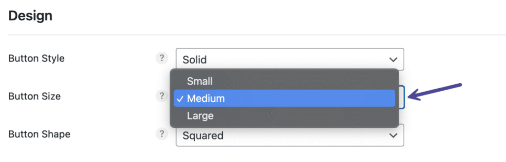 Share button window button size