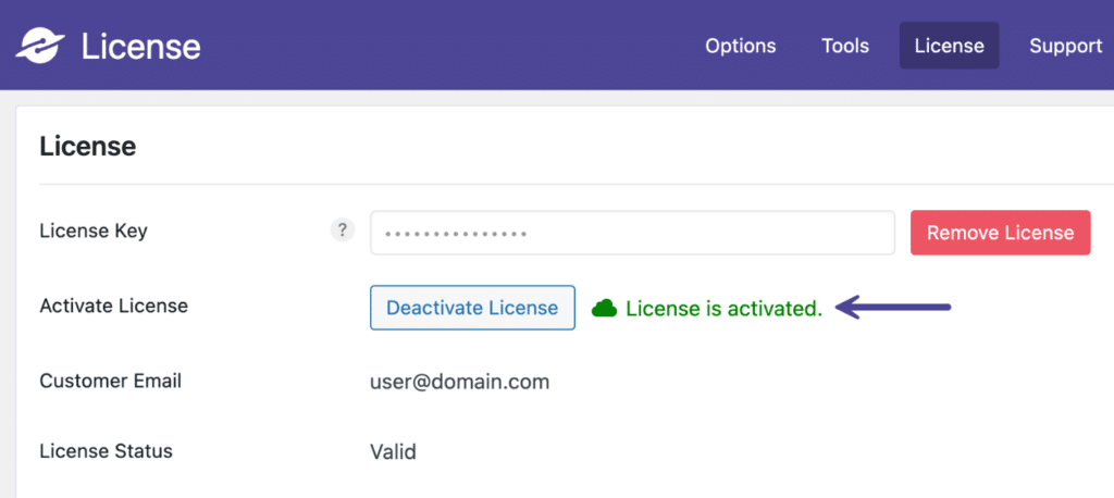 Novashare license is activated