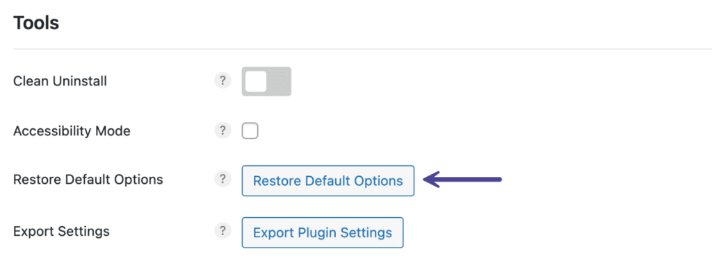 Restore Default Options