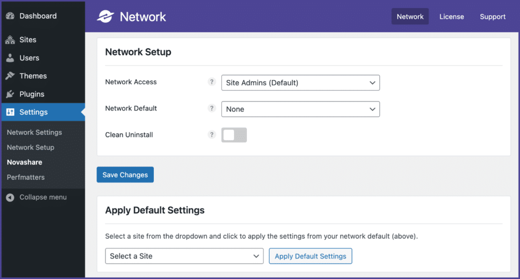 Novashare multisite support