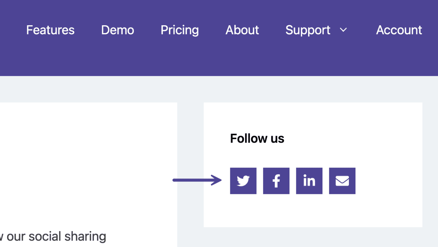 How to use the social follow buttons block - Novashare