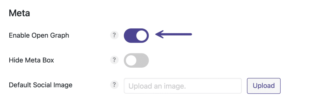 Enable Open Graph meta tags