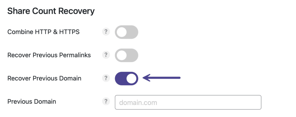 Recover previous domain social share counts