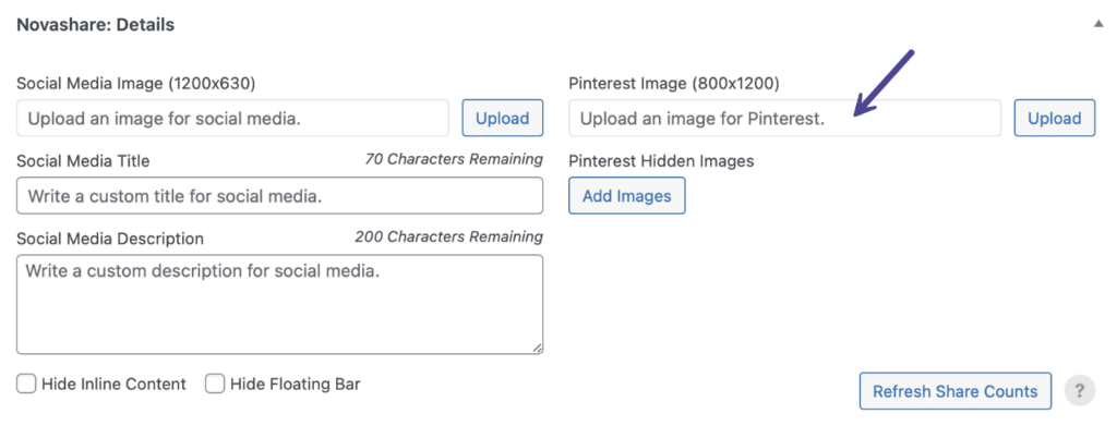 Novashare meta details for Pinterest