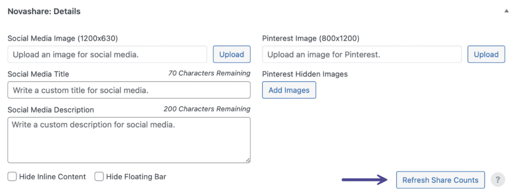 Novashare refresh share counts