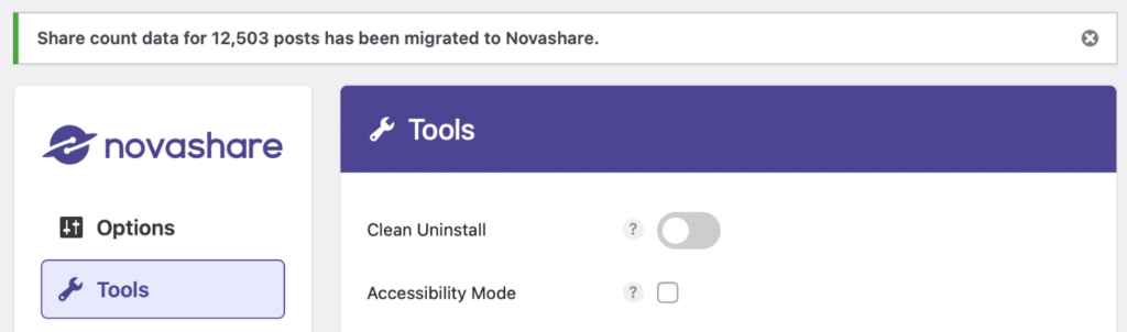 Migrating social share counts to Novashare