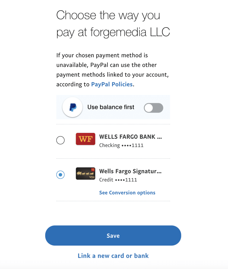 I'm trying to link my paypal to my playstation's payment methods