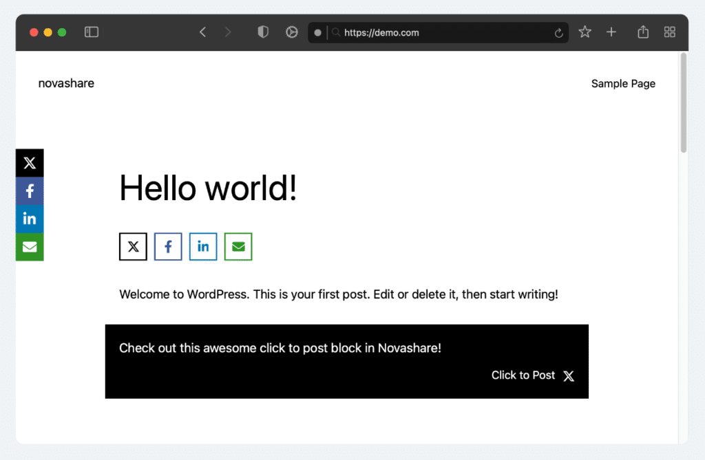 Novashare WordPress plugin