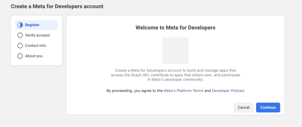 Meta for Developers account