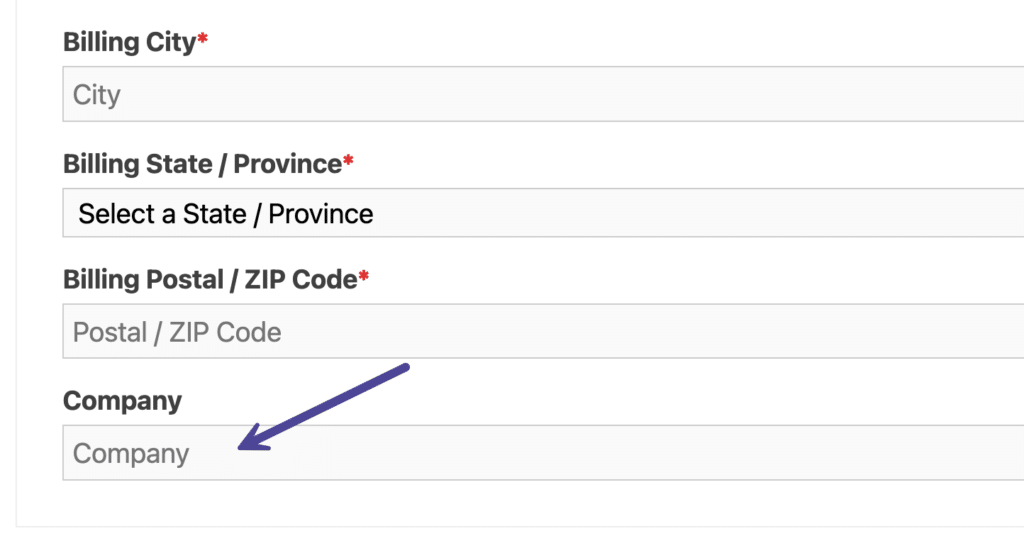 Add company name during checkout